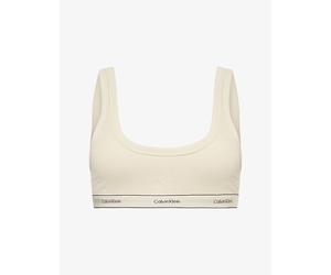 Calvin Klein Womens Calvin Klein Heritage Branded Stretch-Cotton Bralette Oyster Gray L