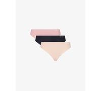 Calvin Klein Womens Calvin Klein Invisibles Pack Of Three Jersey Thongs Black/ Cedar/ Soft Mauve S