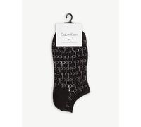 Calvin Klein Womens Calvin Klein Logo Print Cotton-Blend Trainer Socks Set Of Two Black 1 Size