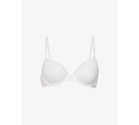 Calvin Klein Womens Calvin Klein Sheer Marquisette Floral-Embroidered Stretch-Lace Bra White 38C