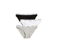 Calvin Klein Women's Carousel Logo Cotton Stretch Bikini Panties, Multipack Style Underwear, Black/White/Grey Heather, Medium (Pack of 3)