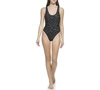 Calvin Klein Women's Classic Over The Shoulder One Piece Swimsuit, Black Monogram, Large