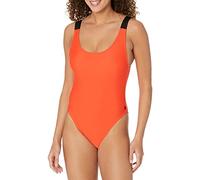 Calvin Klein Women's Classic Over The Shoulder One Piece Swimsuit, Vermillion Logo, XL