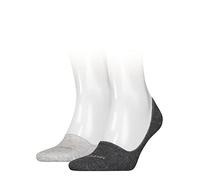 Calvin Klein womens Cotton Logo Women's No Show Socks 2 pack Footie, dark grey melange, 35/38