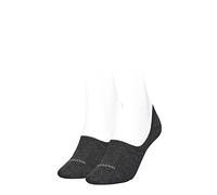 Calvin Klein womens Cotton Logo Women's No Show Socks 2 pack Footie, dark grey melange, 39/42