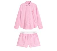 Calvin Klein Women's Cotton Poplin Pyjama Set Trail Stripe Pink Essence