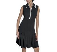 Calvin Klein Women's Crepe Sleeveless Collared Neck Dress, Black White, 12