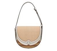 Calvin Klein Women's Crisell Organizational Saddle Crossbody, Natural/White Straw, One Size