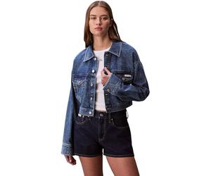 Calvin Klein Women's Denim Cropped Trucker Blue Carol LV047F681G Jackets, BLUE, M