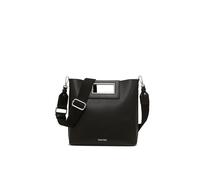 Calvin Klein Women's Eira North/South Crossbody with Removable Pouch, Black/Silver, One Size