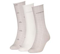 Calvin Klein Women's Giftbox Grid All Over Print Classic Sock, Light Grey, One Size (Pack of 4)