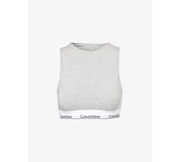 Calvin Klein Womens Grey Heather Branded-waistband Unlined Cotton-blend Bralette S
