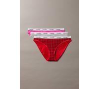 Calvin Klein Women's Icon Logo Bikini Briefs 3 Pack Blotched Plaid Adrenaline Rush Black | Size: XL Calvin Klein Multicolor XL