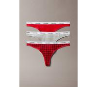 Calvin Klein Women's 3 Pack Thongs Underwear, Multicolor (Blotched Plaid+Adrenaline Rush/Blac), M