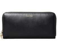 Calvin Klein Women's Large Zip Around Purse with Logo, Black (Black), One Size