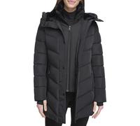 Calvin Klein Women's Long Quilted Jacket With Faux Sherpa Lined Hood and Inset Bib Parka (pack of 1)