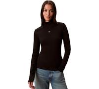 Calvin Klein Women's Long Sleeve Woven Top with Roll Neck, Black (Black), XS