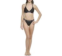 Calvin Klein Womens Low Waisted Elastic Logo Triangle Bikini Set, Black Logo, XL