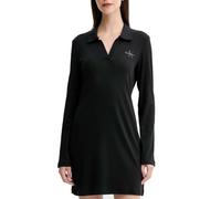 Calvin Klein Women's Ls Monologo Rib Polo Mini Dress LV047D214G Dresses, Black, S