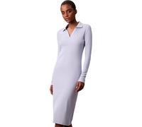 Calvin Klein Women's LS Woven Label Johnny Collar MID LV047E202G Dresses, Purple (Casual Blue), L