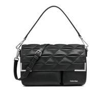 Calvin Klein Women's Mica Organizational Flap Demi Shoulder Bag & Crossbody, Black/Silver Puffy Quilt, One Size