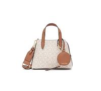 Calvin Klein Women's Millie 2 in 1 Triple Compartment Mini Satchel Crossbody, Vanilla/Khaki/Caramel, One Size