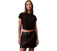 Calvin Klein Women's MONOLOGO Baby Rib TEE LV047AB802UB1006 Tees, Black, L