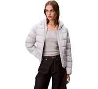 Calvin Klein Women's Puffer Jacket Satin Lightweight with Hood, Grey (Quiet Gray), XL