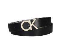 Calvin Klein Women's Reversible Belt, Black/Grey Plaque, Medium, Black/Grey, Medium
