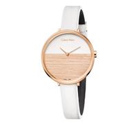 Calvin Klein Women's Rise Watch White / Rose Gold Leather