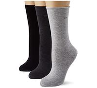 Calvin Klein Women's Roll Top Sock, Dark Grey Melange, ONE Size (Pack of 3)