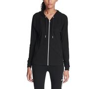 Calvin Klein Women's Ruched Long Sleeve Zip Front Hoodie Jacket, Black, Medium