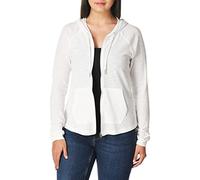 Calvin Klein Women's Ruched Long Sleeve Zip Front Hoodie Jacket, White, S