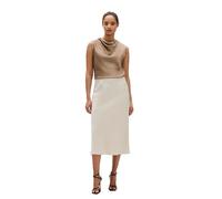 Calvin Klein Women's Satin Cowl Neck Blouse with Cascade Collar, Fossil, M