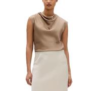 Calvin Klein Women's Satin Cowl Neck Blouse with Cascade Collar, Fossil, S