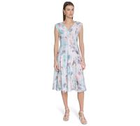 Calvin Klein Women's Scuba Crepe Cap Sleeve V-Neck Midi Dress Seaspy Mult, 38, Seaspy Mult, 12