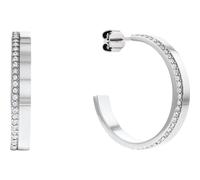 Calvin Klein Women's Silver Tone Crystal Hoop Earrings