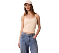 Calvin Klein Women's Sl 2X2 Baby Rib Strap Tank LV047G208G Tank Top, White (Vanilla Custard), S