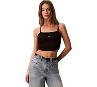Calvin Klein Women's Sl Woven Label 2x2 Baby Rib Crop Lv047f221g Tank Top