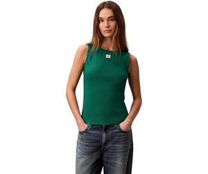 Calvin Klein Women's Sl Woven Label 2x2 Baby Rib Cuto Lv047f246g Tank Top