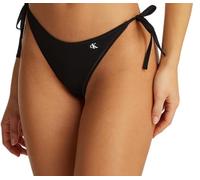 Calvin Klein Women's String Side Tie Bikini Bottoms with Logo Badge, Black (Pvh Black), M