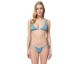 Calvin Klein Women's String Side Tie Bikini Bottoms with Logo Badge, Blue (Adriatic Blue), XS