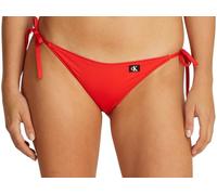 Calvin Klein Women's String Side Tie Bikini Bottoms with Logo Badge, Red (Flaming Chili), L