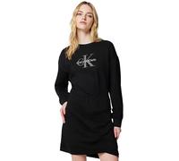 Calvin Klein Women's Sweatshirt Dress Monologo Terry with Logo, Black (Black), M