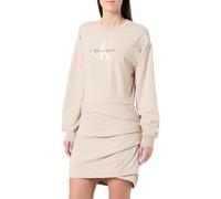 Calvin Klein Women's Sweatshirt Dress Monologo Terry with Logo, Blue (Silvermoss), M