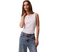 Calvin Klein Women's Tank Top Woven Label Back Cut Out, White (Bright White), XS
