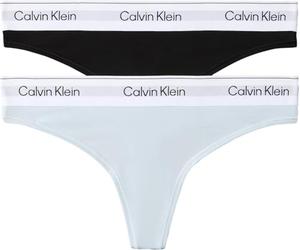 Calvin Klein Women's, Thong 2Pk LV00QF8834, Thong, Black/Plein Air, M