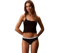 Calvin Klein Women's Thong Brazilian with Logo Waistband, Black (Seeing Stars Black), L