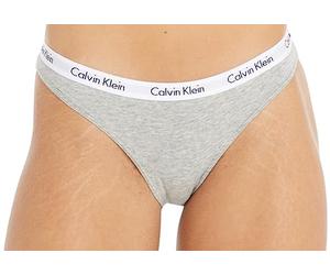 Calvin Klein - Womens Thongs - Carousel - 90% Cotton 10% Elastane - Medium Rise Waist - Cotton Stretch Jersey - Grey - XL