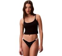 Calvin Klein Women's Thongs with Dipped Waistband, Black (Seeing Stars Black), L